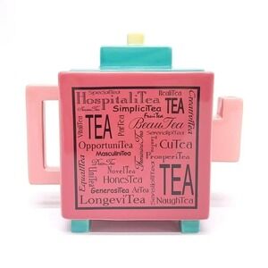 Aileen Liou Teapot COYNES & COMPANY Art‎ Deco Modern Tea 4 2 Pink Ceramic Cube